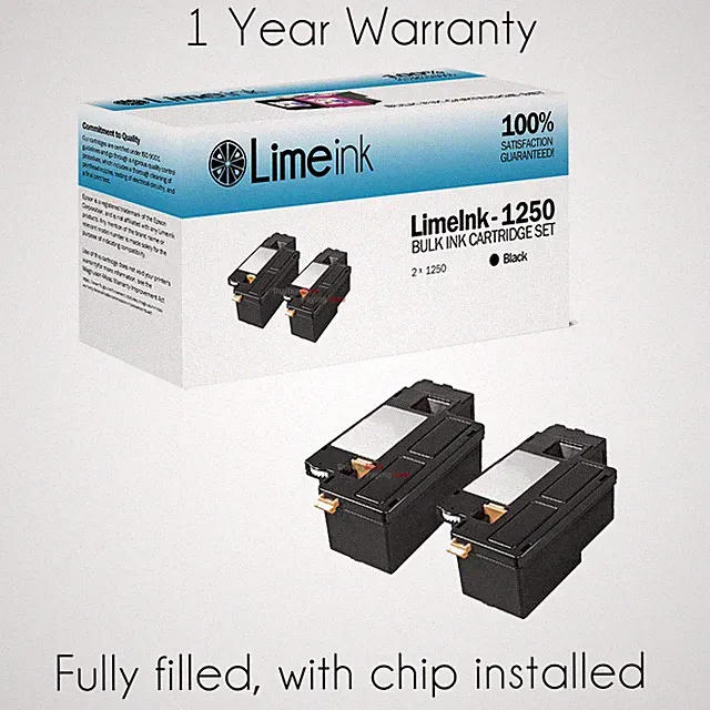 2 Black 1250 Toner Cartridge For Dell Laser 1250c 1350cnw 1355cn 1355w 1355cnw