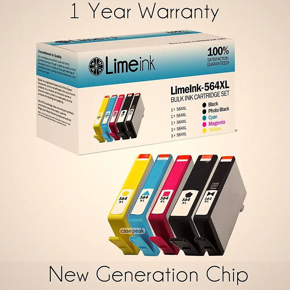 5 PK New Gen For HP 564XL Ink Printer Cartridge Black/Color PhotoSmart 7510 7520