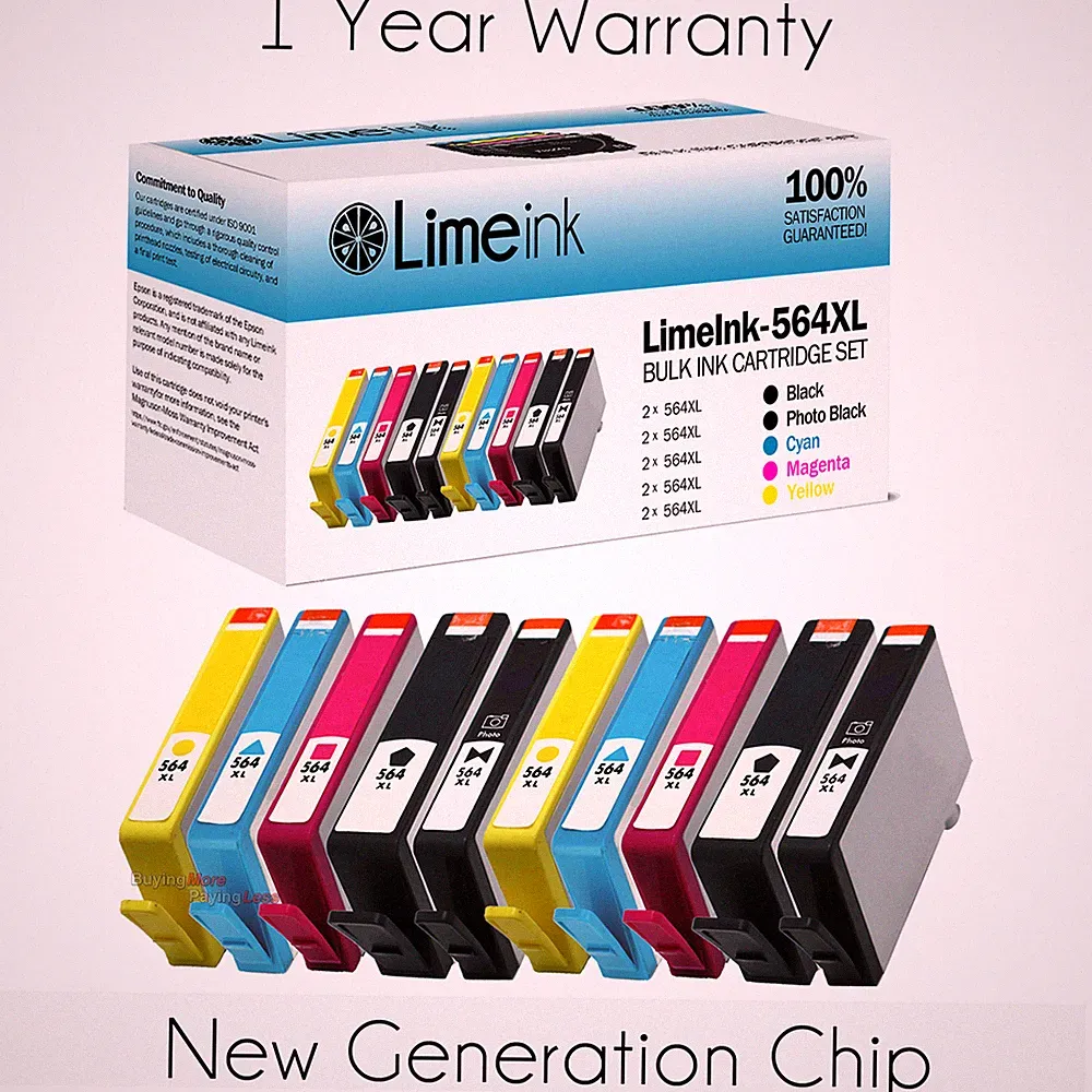 New 10 Pack 564XL Ink Cartridge Set for HP Photosmart 5515 5520 7510 Printer